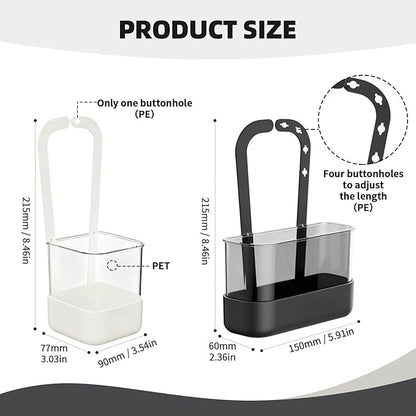 Sponge Holder for Kitchen Sink Dish Sponge Sink Caddy Kitchen Organizer for Brush Sink Stopper Scrubber Hanging Adjustable Strap Caddy Kitchen Gadgets Storage with Drain Holes (White, Large)