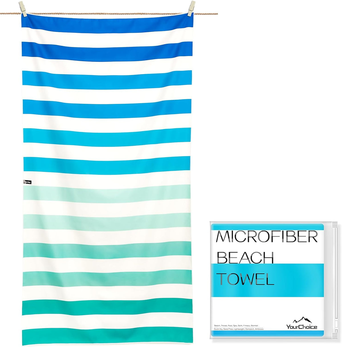 Your Choice Microfiber Quick Dry Sand-Free Beach Towel for Adults & Kids (67x35 Inch, 60x30 Inch) - Oversized, Compact, Lightweight, Absorben