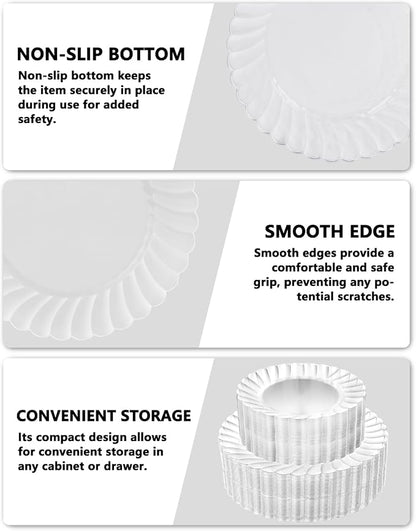 YOUBET 100PCS Clear Scalloped Plastic Plates