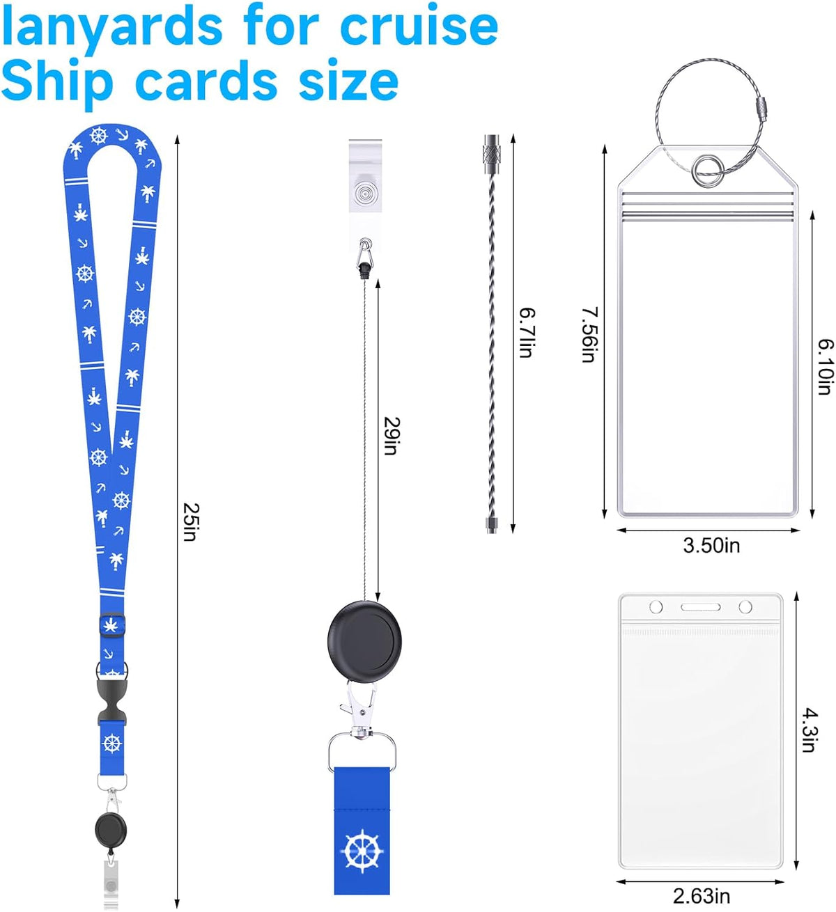 Cruise Ship Essentials, 8 Cruise Luggage Tag Holder, 4 Retractable Lanyards for Cruise Ship Cards, Cruise Essentials 2025 Works with All Cruise Lines