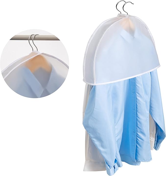 Shoulder Covers Plastic Hanger Covers for Clothes (Set of 12) Closet Clothes Protectors Breathable Clear Jacket Cover with 2" Gusset for Suit, Coat, Jackets, Blouses, Dress - 24'' x12" x2''/12 Pack