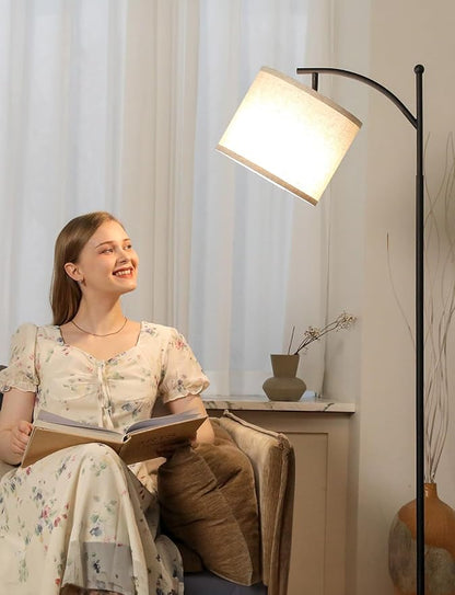 Ambimall 60" Floor Lamps for Living Room with 3 Color Temperatures, Standing Lamp Tall with Adjustable Linen Shade, Tall Lamps for Living Room Bedroom Office Classroom Dorm Room, 9W Bulb Included