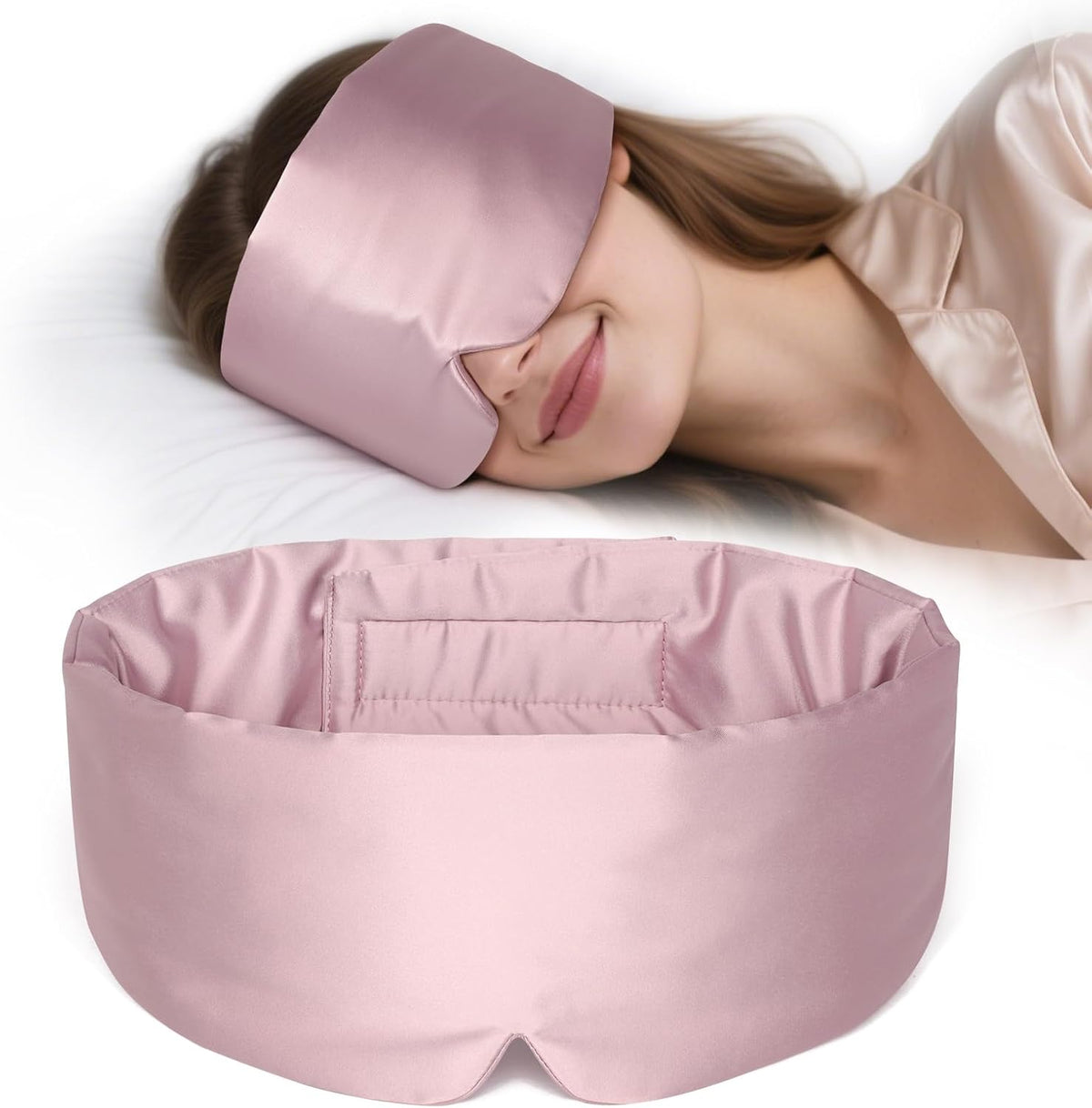 Zenssia Satin Sleep Mask for Women and Men, Lightweight Padded Eye Mask with Adjustable Strap, Comfort Blackout for Travel and Nap - Light Plum