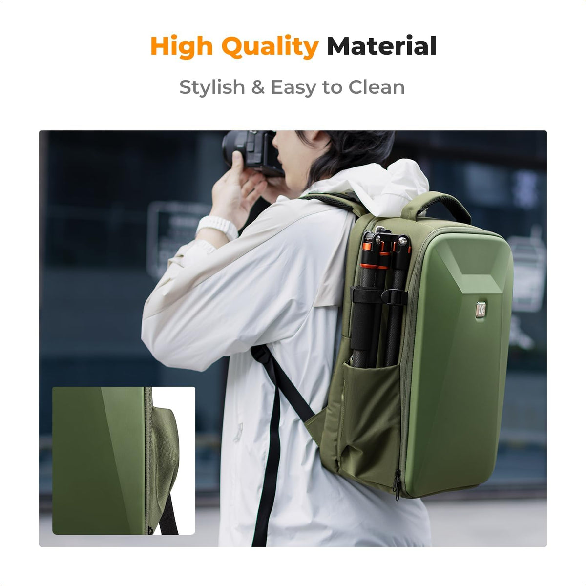 K&F Concept Camera Backpack,Hardshell Photography DSLR Camera Bag with 15-15.6 Inch Laptop Compartment Waterproof Hard Shell Camera Case Compatible with Canon/Nikon/Sony/DJI Mavic Drone