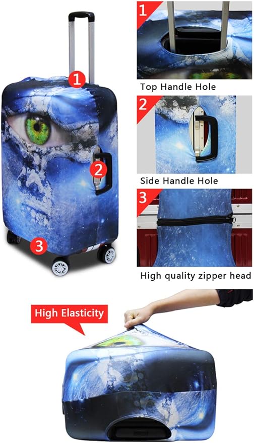 Dragon Luggage Covers for Suitcase Cherry Blossom Travel Suitcase Cover Anti-Scratch Baggage Case Protector Travel Essential with Invisible Zip Universal Fit 18-32'' Pink Luggage