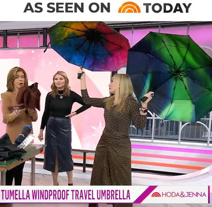 TUMELLA Strongest Windproof Travel Umbrella (Compact, Superior & Beautiful), Small Strong but Light Portable and Automatic Folding Rain Umbrella, Durable Premium Grip, Fits Car & Backpack
