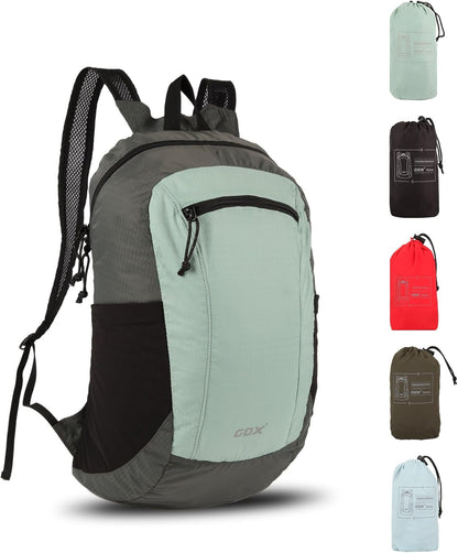 GOX Foldable 20l Backpack For Travel Lightweight Hiking Packable Daypack for Men Travel Camping Outdoor Bag Women (Jade)