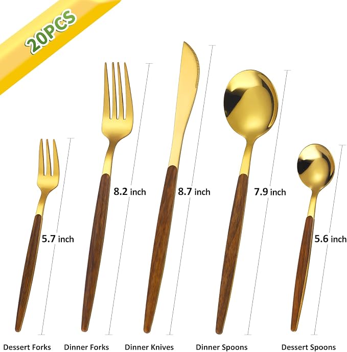 20-Piece Gold Silverware Set