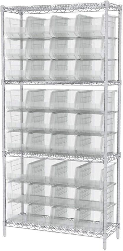 Akro-Mils 30240 AkroBins Plastic Storage Bins, Space-Saving Stackable Bins for Garage, Pantry, Craft Organization, 15-Inch x 8-Inch x 7-Inch, Clear, 12-Pack