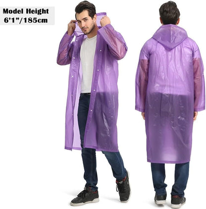 Opret 2 Pack Raincoats for Adults Reusable, EVA Rain Ponchos Lightweight Rain Coat Waterproof Rain Gear for Men and Women
