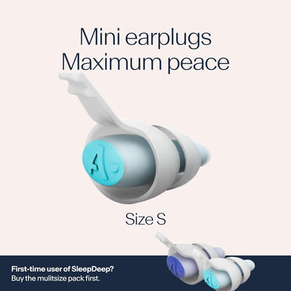 Alpine SleepDeep Mini - Soft Ear Plugs for Sleeping and Concentration - New 3D Oval Shape and Noise Reducing Gel for Better Attenuation - 27dB - Ideal for Side Sleeper - 1-Pair Reusable: S