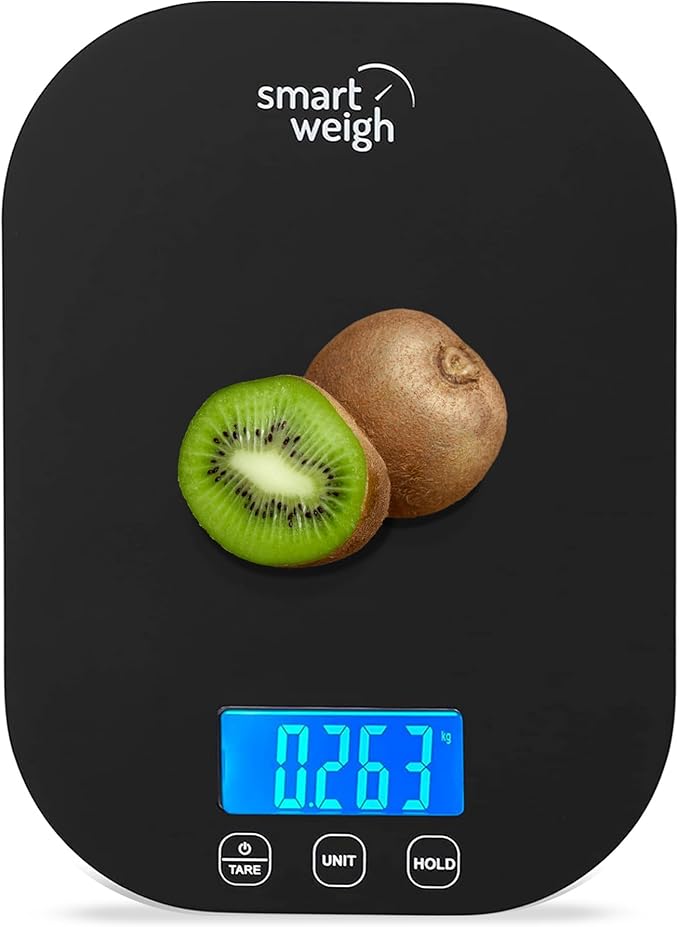 Smart Weigh Black Digital Kitchen Scale for Cooking, Weight Loss, Calorie Tracking, Baking, Food Portion Control, and Meal Prep - Accurate Measurements in Grams and Ounces