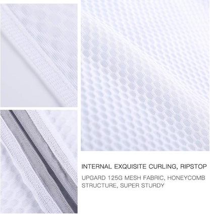 Kimmama Laundry Mesh Wash Bags, Lingerie Bags for Washing Delicates, Mesh Laundry Bags for Washing Machine, White Net, Grey Zipper, 2XL, 2L & 1M