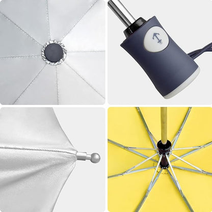 Cuby UV Sun Umbrella Compact Folding Umbrella lightweight Portable Manual Travel Umbrella for Rainproof & 99% UV Protection with Black Anti-UV Coating