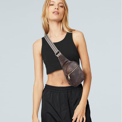 Telena Small Sling Bag for Women Leather Crossbody Fanny Packs Chest Bag for Women