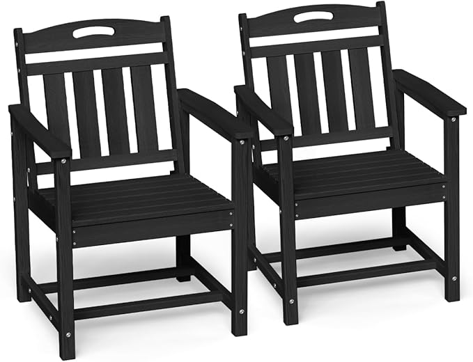 Ciokea HDPE Outdoor Patio Dining Chairs Set of 2, All-Weather Porch Chair