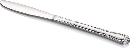 New Star Foodservice 58628 Rose Pattern, 18/0 Stainless Steel, Dinner Knife, 8.5-Inch, Set of 12
