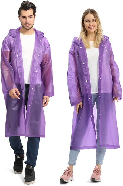 Opret 2 Pack Raincoats for Adults Reusable, EVA Rain Ponchos Lightweight Rain Coat Waterproof Rain Gear for Men and Women