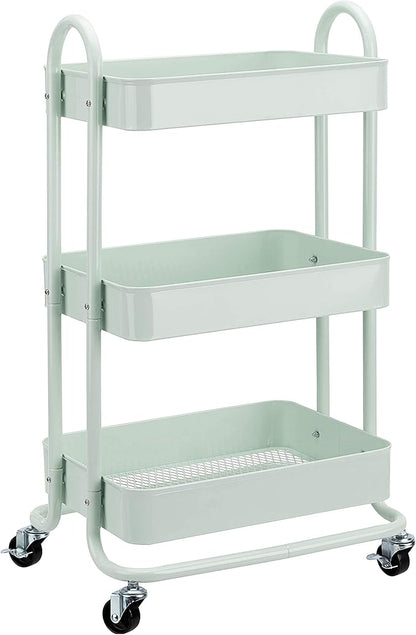 Amazon Basics 3-Tier Metal Rolling Utility or Kitchen Cart - Mint Green