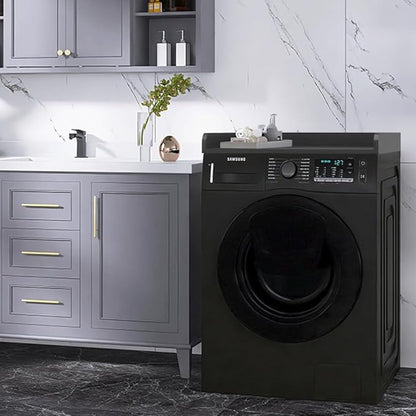 Washer Dryer Countertop Only,Edge Rails-27.5" Depth*27.5" Width Laundry Room Organization,High-Adhesion Non-Slip Protective Layer,with Edge Rails (Black)