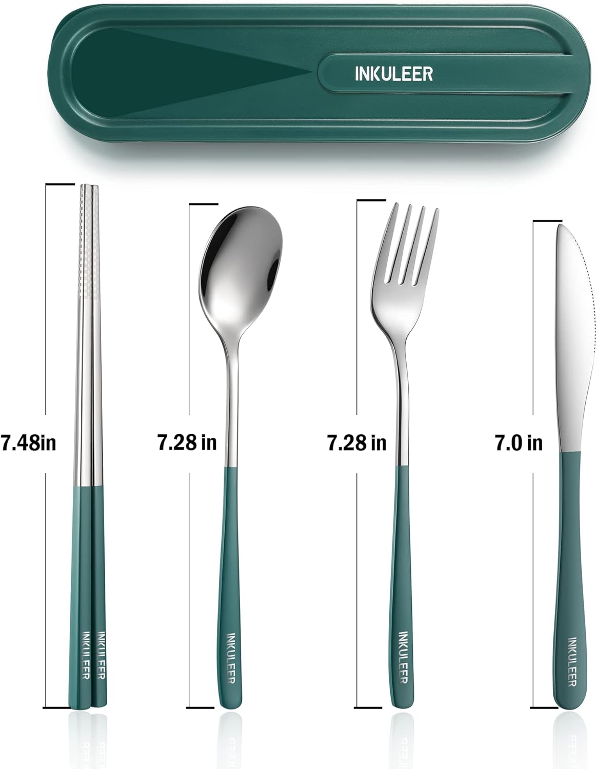 Travel cutlery set, 18/8 stainless steel cutlery, Reusable utensils set with case, Portable Silverware Lunch Box for Camping and Office