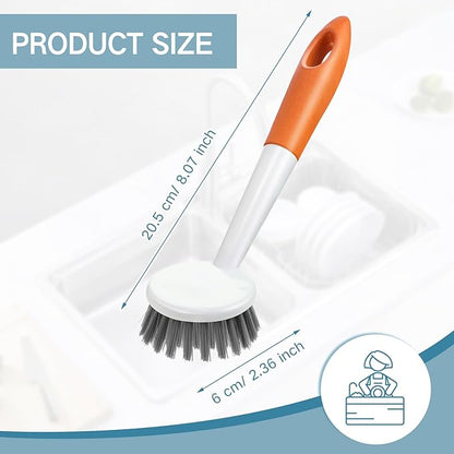 Patelai 12 Pack Kitchen Scrub Dish Brush with Long Handle Dish Scrubber with Stiff Bristles Scrub Brushes for Kitchen Dishes Washing Tools, Pots, Pans and Sink Cleaning (Multicolor)