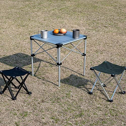 iClimb Lightweight Stable Alu. Folding Square Table Roll Up Top (Silver, M)