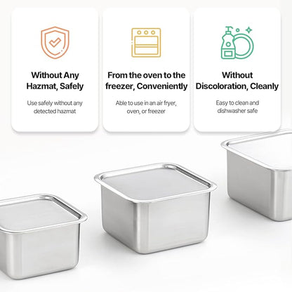 CuBE Large 2PCS Set 1500ml 1050ml Stainless Steel Food Storage Containers With Lids and a Net Kitchen Appliances Dishwasher Safe Premium South Korea