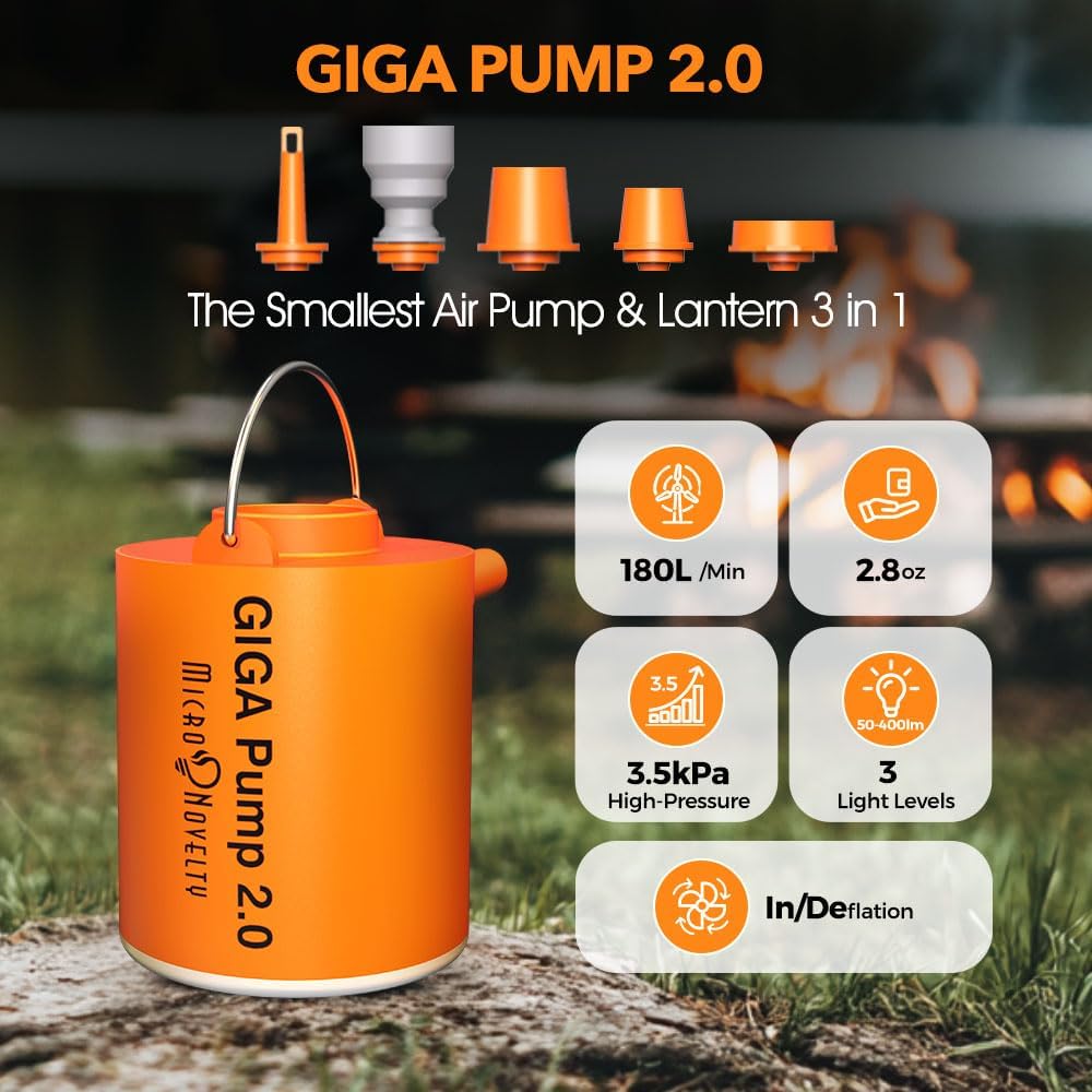 Portable Air Pump for Inflatables, Ultra-Light 2.8oz Rechargeable Mini Air Mattress Pump with Camping Light, Inflate Deflate for Air Mattress,Pool Floats, Vacuum Storage Bags