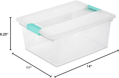 Sterilite Deep Clip Box, Stackable Small Storage Bin with Latching Lid, Plastic Container to Organize Paper, Office, Home, Clear Base and Lid, 1-Pack
