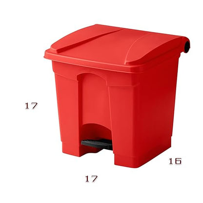 PRO&Family Step-On Trash Can with Lid, Plastic Waste Bin, Foot Pedal Operation (Red, 8 Gallon)