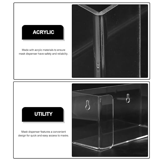 Acrylic Wall Mount Glove Dispenser and Mask Holder Storage Box for Laboratory and Office 2 in 1 Mask and Glove Organizer