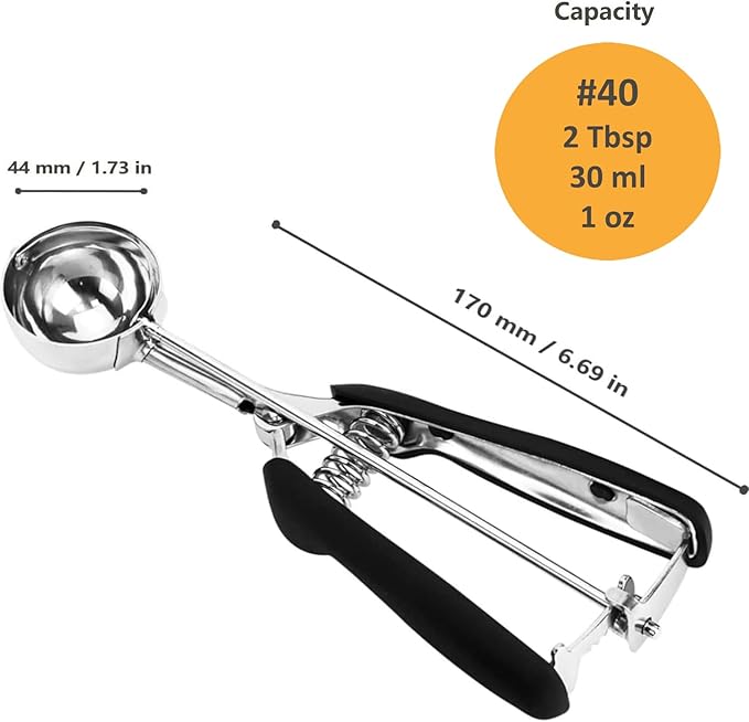 Cookie Scoop, Ice Cream Scoop, Medium Cookie Scoops for Baking, 18/8 Stainless Steel Cookie Scooper for Baking, Ice Cream Scooper with Trigger Release, Cookie Dough Scoop with Non-slip Grip (M)……