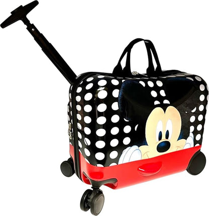 Fast Forward Ride-On 18"" Suitcase For Kids/Tow-Along Toddler Carry-On Luggage With Wheels (Mickey Mouse), Large