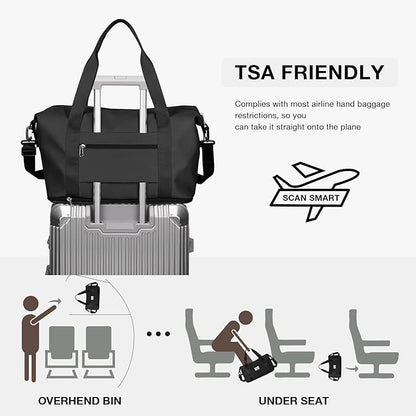 Travel Duffel Bag, Sports Tote Gym Bag, Shoulder Weekender Overnight Bag for Women