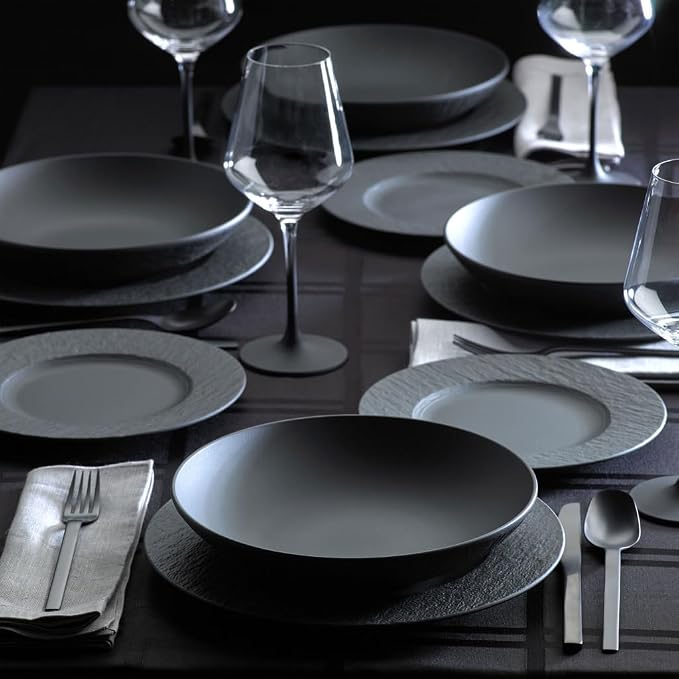 Villeroy & Boch Manufacture Rock 12 Piece Dinnerware Set, Matte Black | Premium