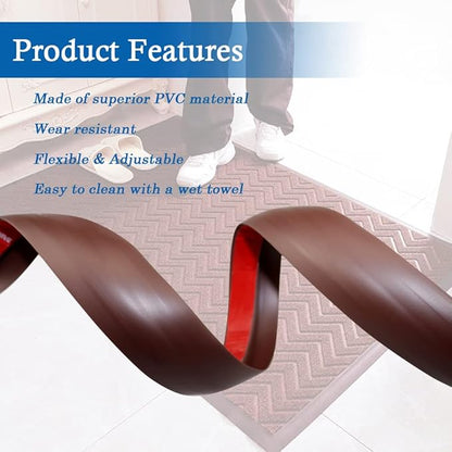 Floor Transition Strip Self Adhesive Carpet & Flooring Transitions Edging Trim Strip PVC Threshold Transitions Suitable for Threshold Height Less Than 5mm (10Ft, Brown)