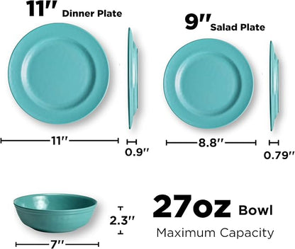 TP 18-Piece Dinnerware Set, Melamine Dishes Set