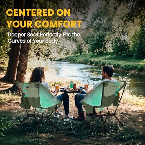 Overmont Ultralight Portable Camping Chair- Lightweight Folding Backpacking Chair, Support up to 330Lbs Compact Beach Chair for Adults with Carry Bag for Backpack Hiking Fishing Outdoor Camp Travel