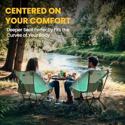 Overmont Ultralight Portable Camping Chair- Lightweight Folding Backpacking Chair, Support up to 330Lbs Compact Beach Chair for Adults with Carry Bag for Backpack Hiking Fishing Outdoor Camp Travel