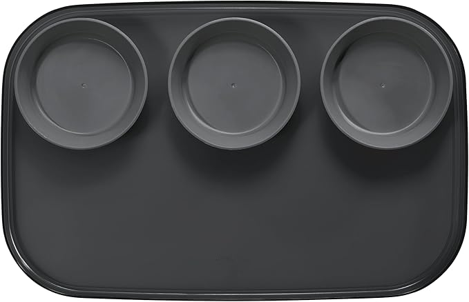madesmart dipware 3 Bowl Serving Tray, Collapsible & Removable Dip Bowls for Charcuterie, Guacomole, Snacks, Veggies, Premium Dishwasher & Microwave Safe, Multipurpose Plate & Bowl, Carbon