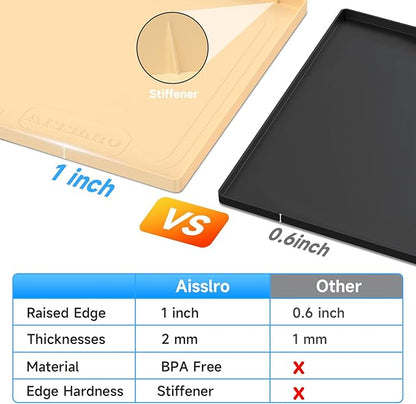 Under Sink Mat 25" X 19", Waterproof Silicone Under Sink Mats for Kitchen, Anti-Leak Shelf Liner & Cabinet Protector with Raised Edge, [BPA Free] Bathroom Tray Home Organizer, Brown