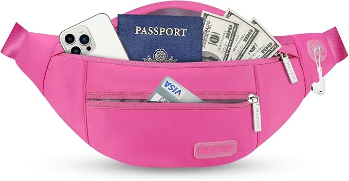 MAXTOP Large Crossbody Fanny Pack with 4-Zipper Pockets,Gifts for Enjoy Sports Festival Workout Traveling Running Casual Hands-Free Wallets Waist Pack Phone Bag Carrying All Phones
