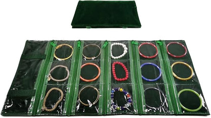 Travel Jewelry Roll Bag Portable Organizer Pouch With Grids&PVC Cover Storage Bags for Necklace, Bracelet, Bracelet,Ring, Badge, Pendant