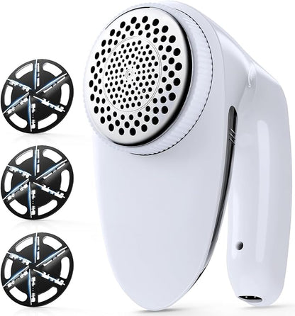 POPCHOSE Fabric Shaver, Rechargeable Lint Remover Defuzzer Sweater Shaver, Fuzz Remover for Clothes, Sweater, Furniture, Couch, Cashmere(Two 6-Leaf Blades Extra, Electrostatic Brush)…