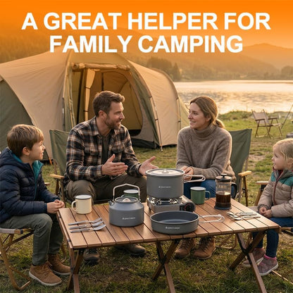 22-Piece Large Camping Cookware Set, 3.3L Pot & Kettle
