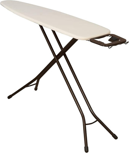 Household Essentials Ultra Ironing Board, 4-Leg, with Steel Top and Iron Rest, Cotton Cover with Fiber Pad, Heat and Stain Resistant, Antique Bronze Frame