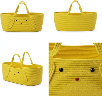 Large Capacity Foldable Storage Basket, Handwoven Cotton Rope Hamper with Handles for Toys, Laundry, Baby Essentials, and Pet Needs 27.56 × 15.75in