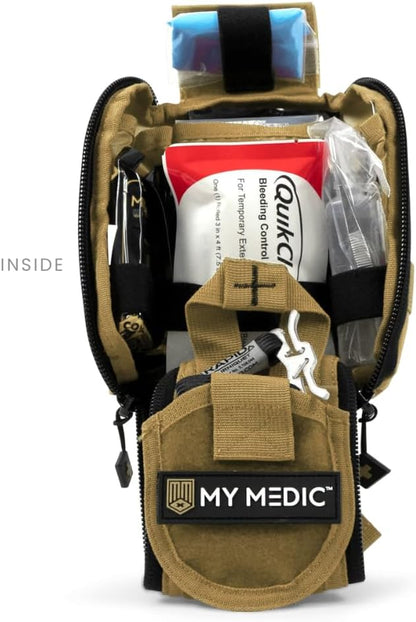 MY MEDIC TFAK Trauma First Aid Kit - Emergency Medical Rescue Gear Bag & Tactical Survival Supplies for Hunting, Hiking, Camping, The Gun Range or Car - Coyote