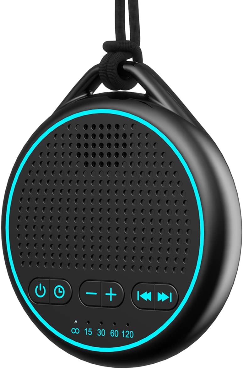 White Noise Sound Machine with 25 Soothing Natural Sounds Rechargeable Battery Portable for Travel 32 Volume Levels 5 Timers Compact Size for Baby Kids Adults Sleeping (Black-Upgrade)